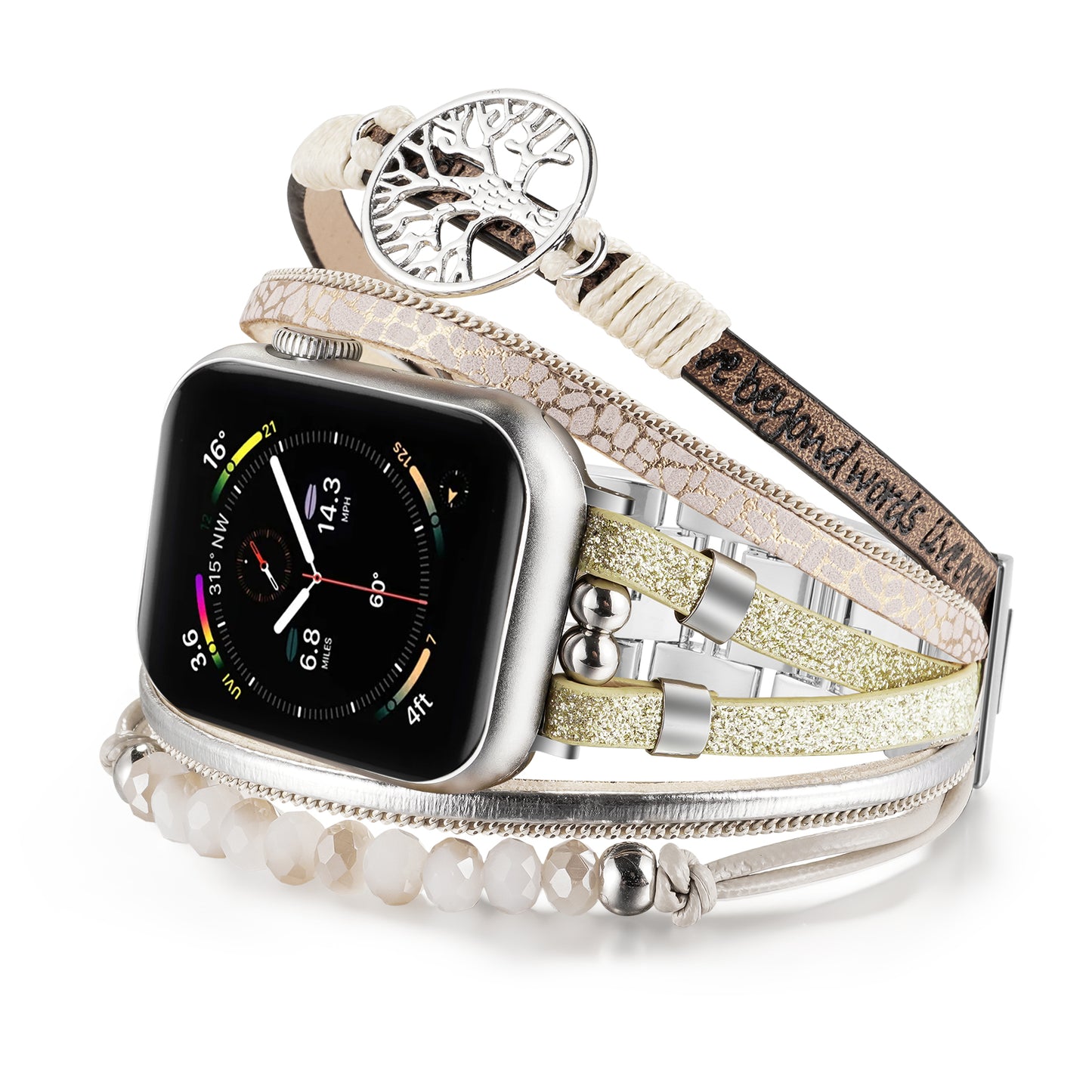 SKIMEMRY Boho Watch Band for Apple Watch Compatible with Apple Watch 38mm 40mm 41mm 42mm 44mm 45mm 46mm, Multilayer Wrap Strap Bracelet for iWatch Series 10 9 8 7 6 5 4 3 2 1 SE