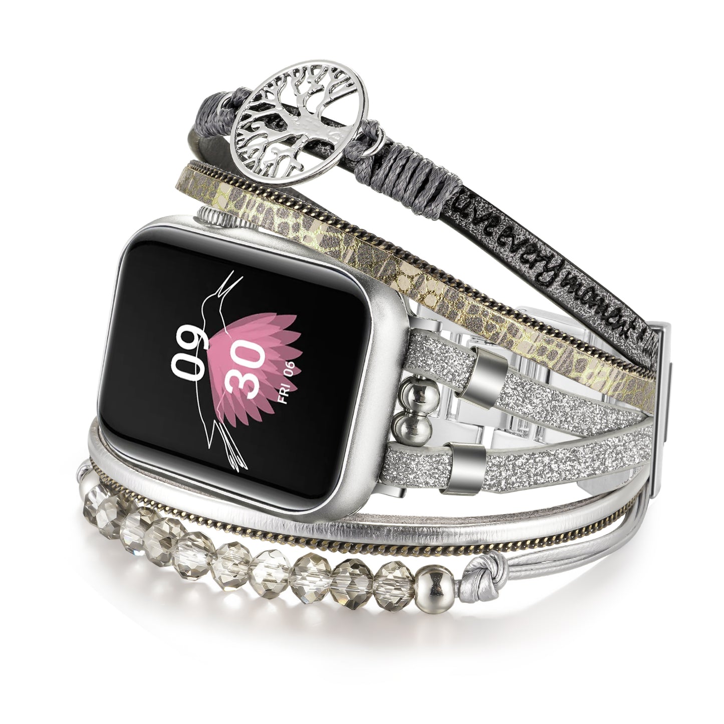 SKIMEMRY Boho Watch Band for Apple Watch Compatible with Apple Watch 38mm 40mm 41mm 42mm 44mm 45mm 46mm, Multilayer Wrap Strap Bracelet for iWatch Series 10 9 8 7 6 5 4 3 2 1 SE