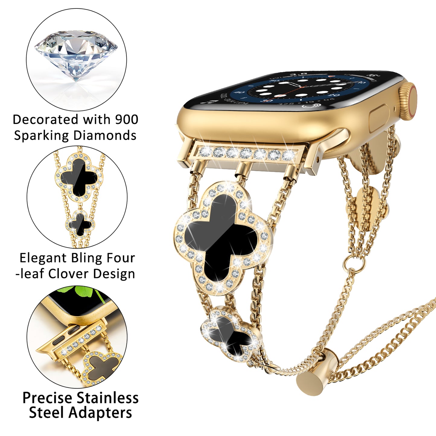 Flower Stainless Steel Watch Band Compatible for Apple Watch Band 38mm/40mm/41mm/42mm Series 10 9 8 7 SE 6/5/4 Women Stainless Steel IWatch Band for iWatch Bands Series 3/2/1