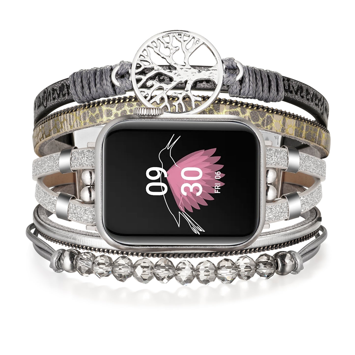 SKIMEMRY Boho Watch Band for Apple Watch Compatible with Apple Watch 38mm 40mm 41mm 42mm 44mm 45mm 46mm, Multilayer Wrap Strap Bracelet for iWatch Series 10 9 8 7 6 5 4 3 2 1 SE