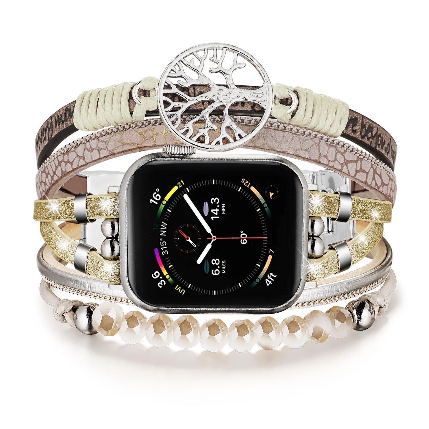 SKIMEMRY Boho Watch Band for Apple Watch Compatible with Apple Watch 38mm 40mm 41mm 42mm 44mm 45mm 46mm, Multilayer Wrap Strap Bracelet for iWatch Series 10 9 8 7 6 5 4 3 2 1 SE