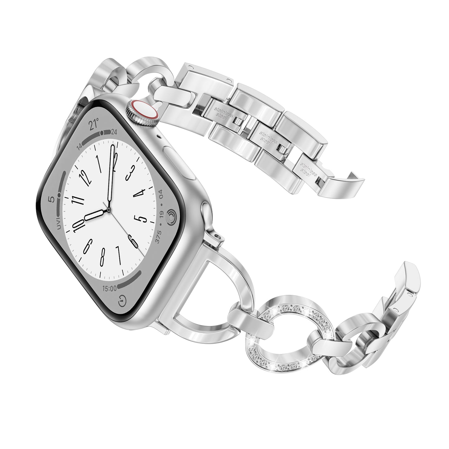 Skimemry D-Shape Gold Watch Bands Compatible with Apple Watch 41mm 38mm 40mm 42mm 44mm 45mm 46mm, Stainless Steel Watch Band Bracelet for Iwatch Band for Series 10 9 8 7 6 5 4 3 2 1