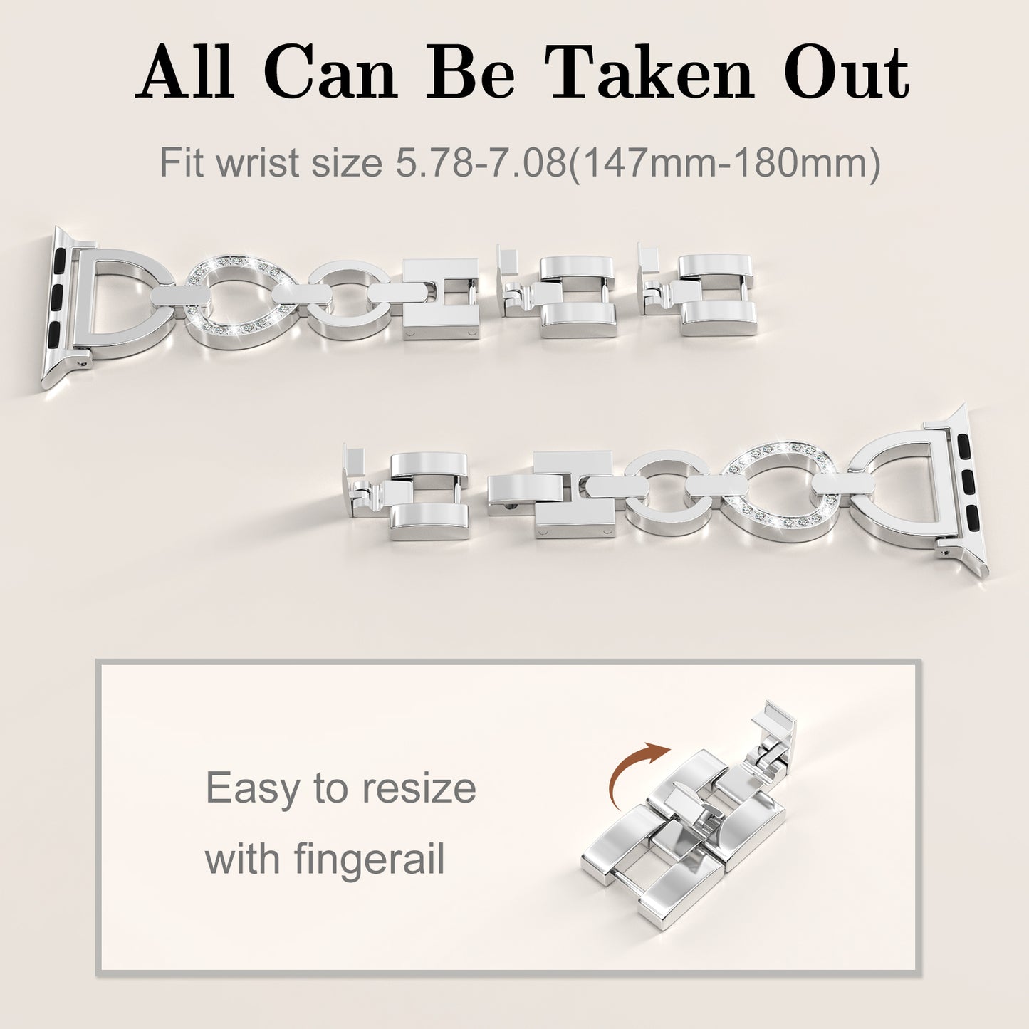 Skimemry D-Shape Gold Watch Bands Compatible with Apple Watch 41mm 38mm 40mm 42mm 44mm 45mm 46mm, Stainless Steel Watch Band Bracelet for Iwatch Band for Series 10 9 8 7 6 5 4 3 2 1