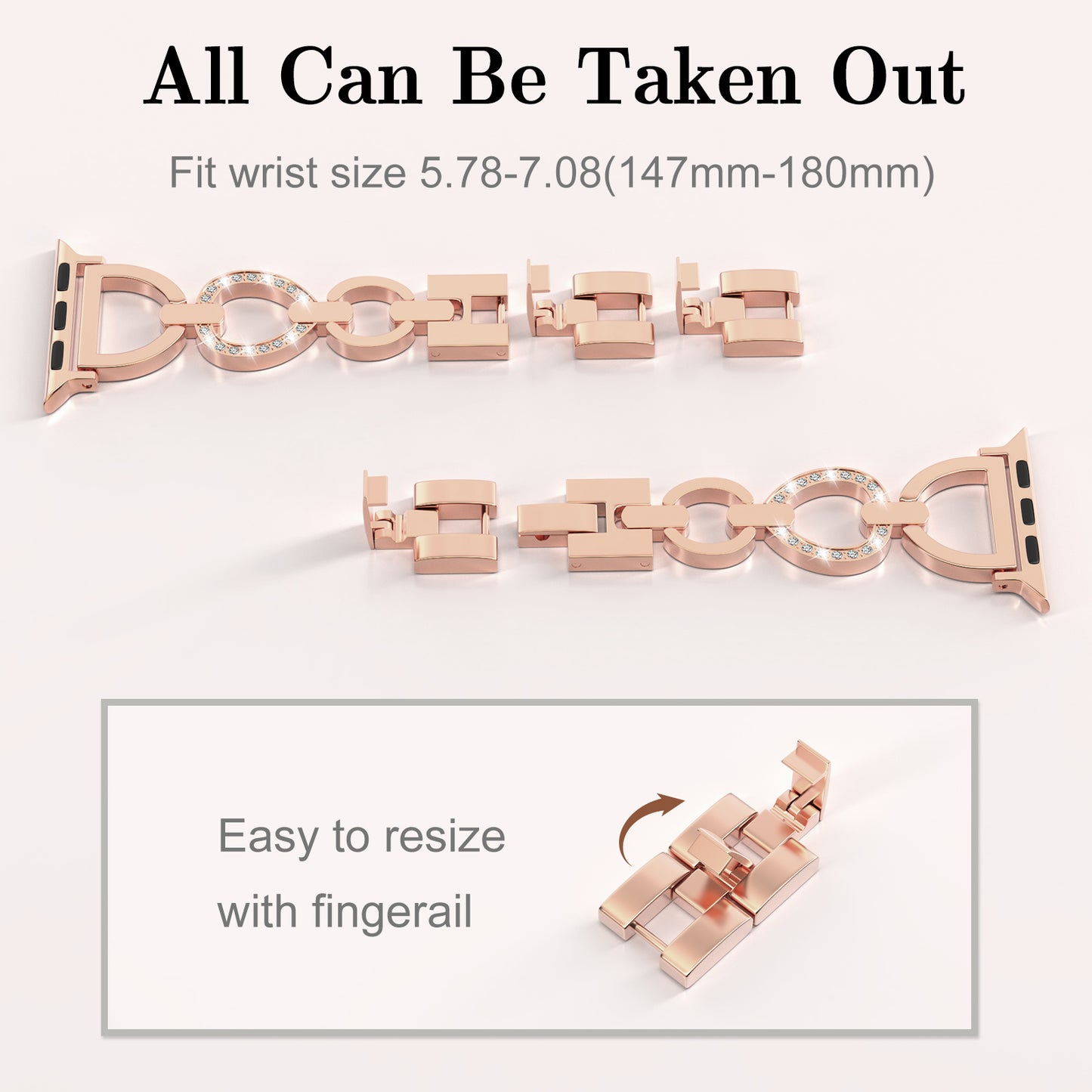 Skimemry D-Shape Gold Watch Bands Compatible with Apple Watch 41mm 38mm 40mm 42mm 44mm 45mm 46mm, Stainless Steel Watch Band Bracelet for Iwatch Band for Series 10 9 8 7 6 5 4 3 2 1