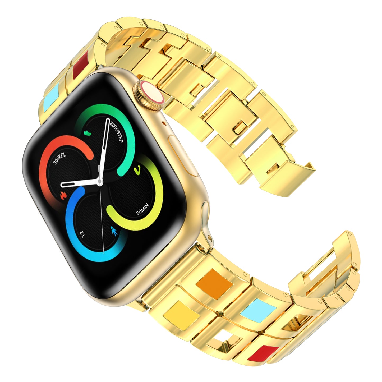 Skimemry Color Stone Watch Bands Compatible with Apple Watch 41mm 38mm 40mm 42mm 44mm 45mm 46mm, Stainless Steel Watch Band Bracelet for Iwatch Band for Series 10 9 8 7 6 5 4 3 2 1