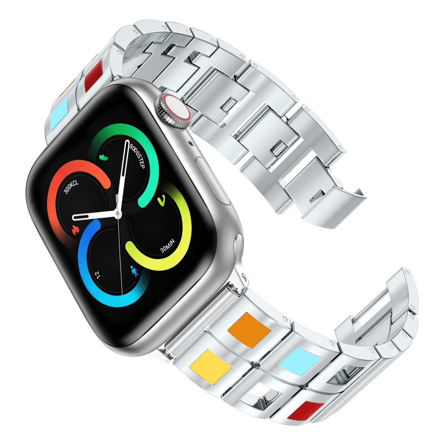 Skimemry Color Stone Watch Bands Compatible with Apple Watch 41mm 38mm 40mm 42mm 44mm 45mm 46mm, Stainless Steel Watch Band Bracelet for Iwatch Band for Series 10 9 8 7 6 5 4 3 2 1