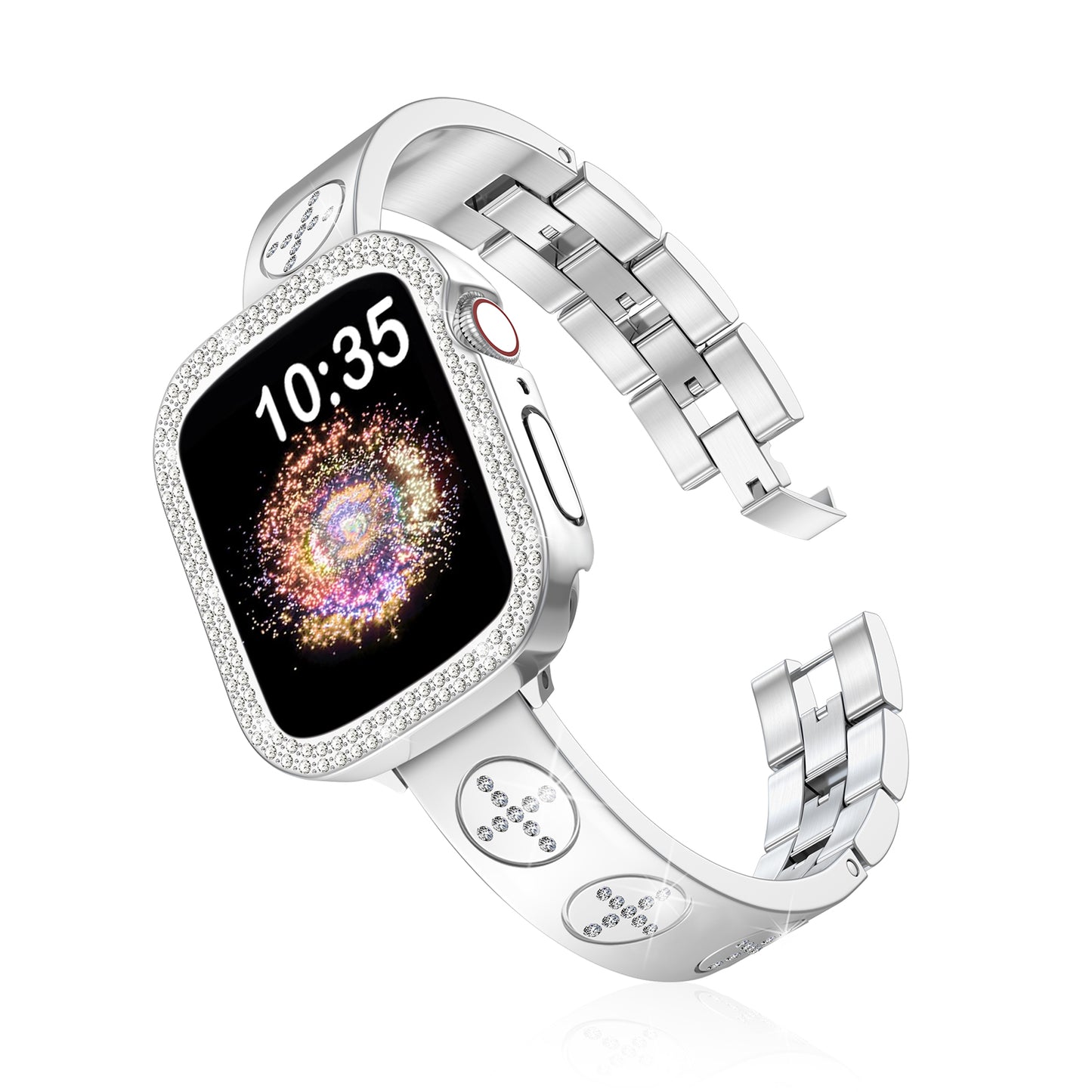 Gold Diamond Stainless Steel Apple Watch Bands for iWatch Series 4-10/SE (40-46mm)