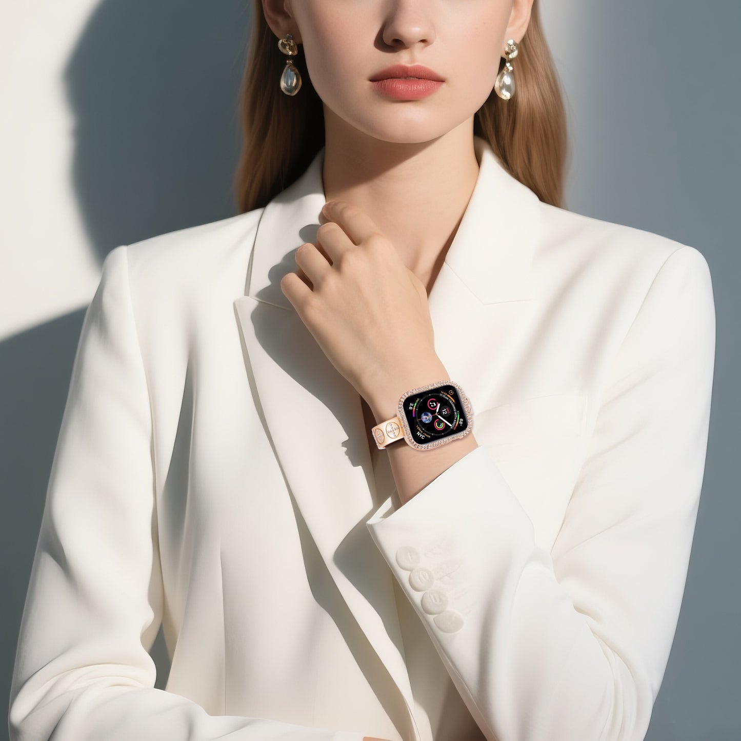 Gold Diamond Stainless Steel Apple Watch Bands for iWatch Series 4-10/SE (40-46mm)