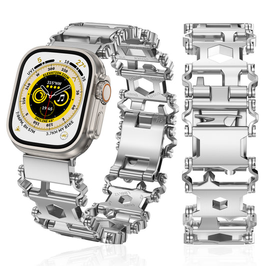 29 in 1 Multitools Stainless Steel Watch Bands - Men’s Rugged Survival Camping Hiking Compatible with Apple Watch Series Ultra/Ultra 2(49mm)