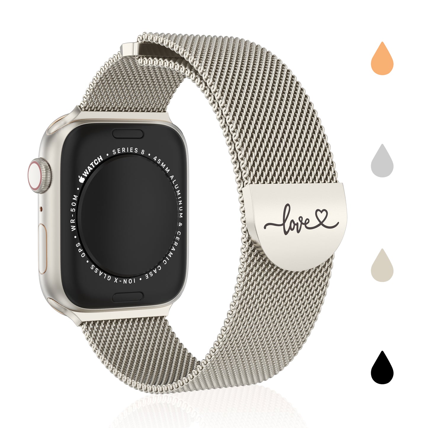 Milanese Stainless Steel Band Compatible with Apple Watch Band 38mm 40mm 41mm 42mm 44mm 45mm 49mm Magnetic Loved Mark Clasp Mesh Cute Watch Band for iWatch Ultra 2 Ultra Series 10 9 8 7 6 5 4 3 2 1 SE