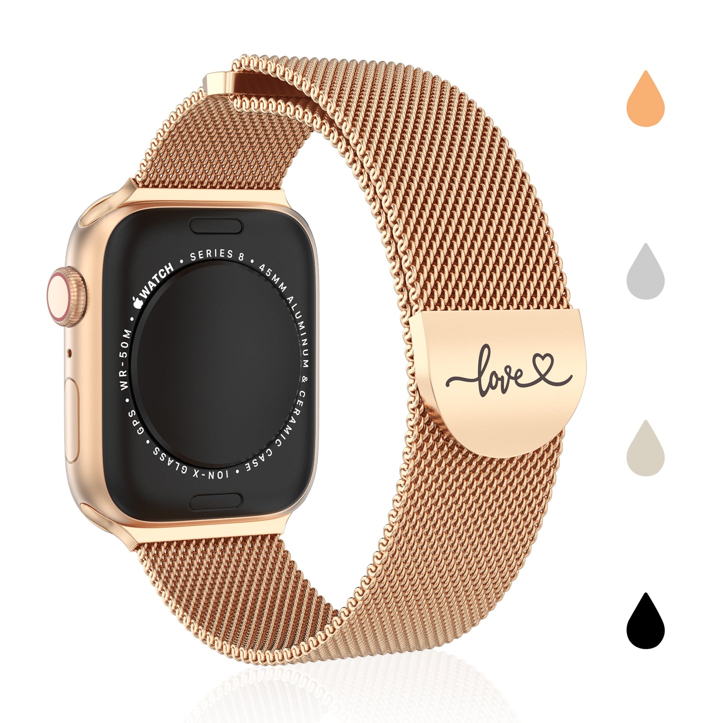 Milanese Stainless Steel Band Compatible with Apple Watch Band 38mm 40mm 41mm 42mm 44mm 45mm 49mm Magnetic Loved Mark Clasp Mesh Cute Watch Band for iWatch Ultra 2 Ultra Series 10 9 8 7 6 5 4 3 2 1 SE