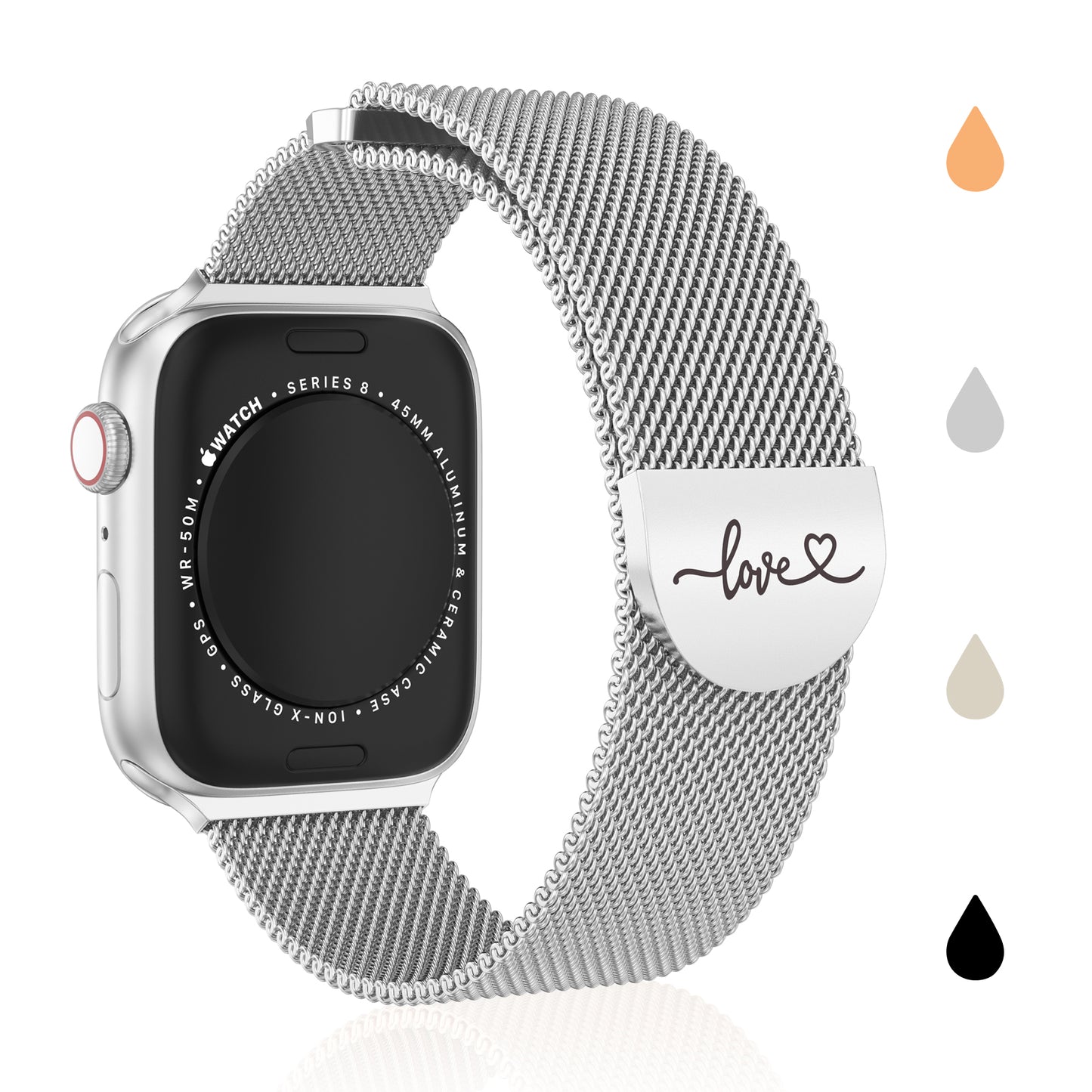 Milanese Stainless Steel Band Compatible with Apple Watch Band 38mm 40mm 41mm 42mm 44mm 45mm 49mm Magnetic Loved Mark Clasp Mesh Cute Watch Band for iWatch Ultra 2 Ultra Series 10 9 8 7 6 5 4 3 2 1 SE