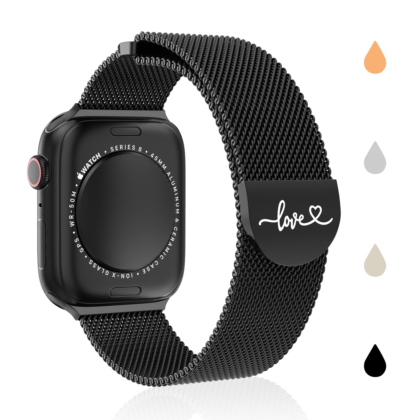 Milanese Stainless Steel Band Compatible with Apple Watch Band 38mm 40mm 41mm 42mm 44mm 45mm 49mm Magnetic Loved Mark Clasp Mesh Cute Watch Band for iWatch Ultra 2 Ultra Series 10 9 8 7 6 5 4 3 2 1 SE