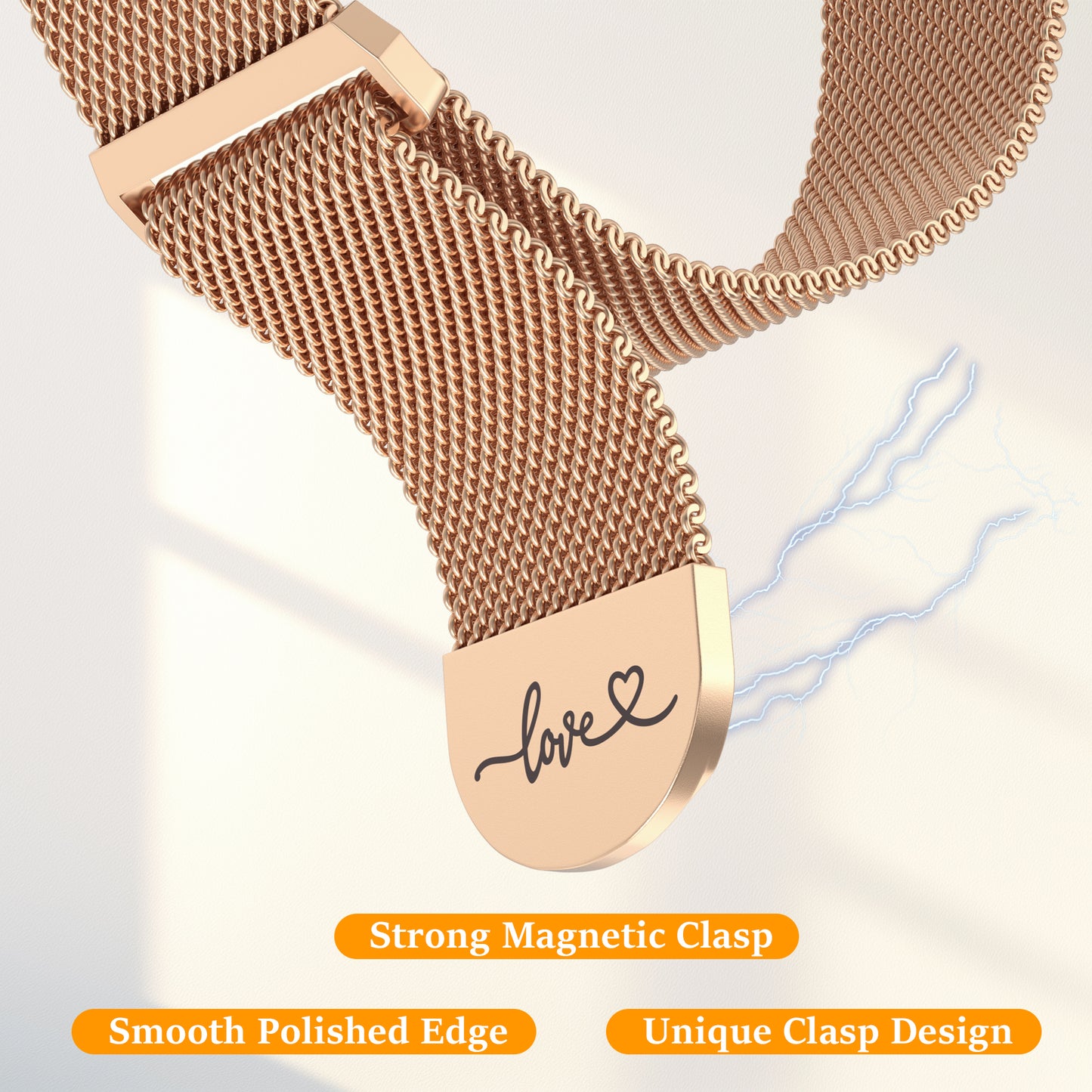 Milanese Stainless Steel Band Compatible with Apple Watch Band 38mm 40mm 41mm 42mm 44mm 45mm 49mm Magnetic Loved Mark Clasp Mesh Cute Watch Band for iWatch Ultra 2 Ultra Series 10 9 8 7 6 5 4 3 2 1 SE