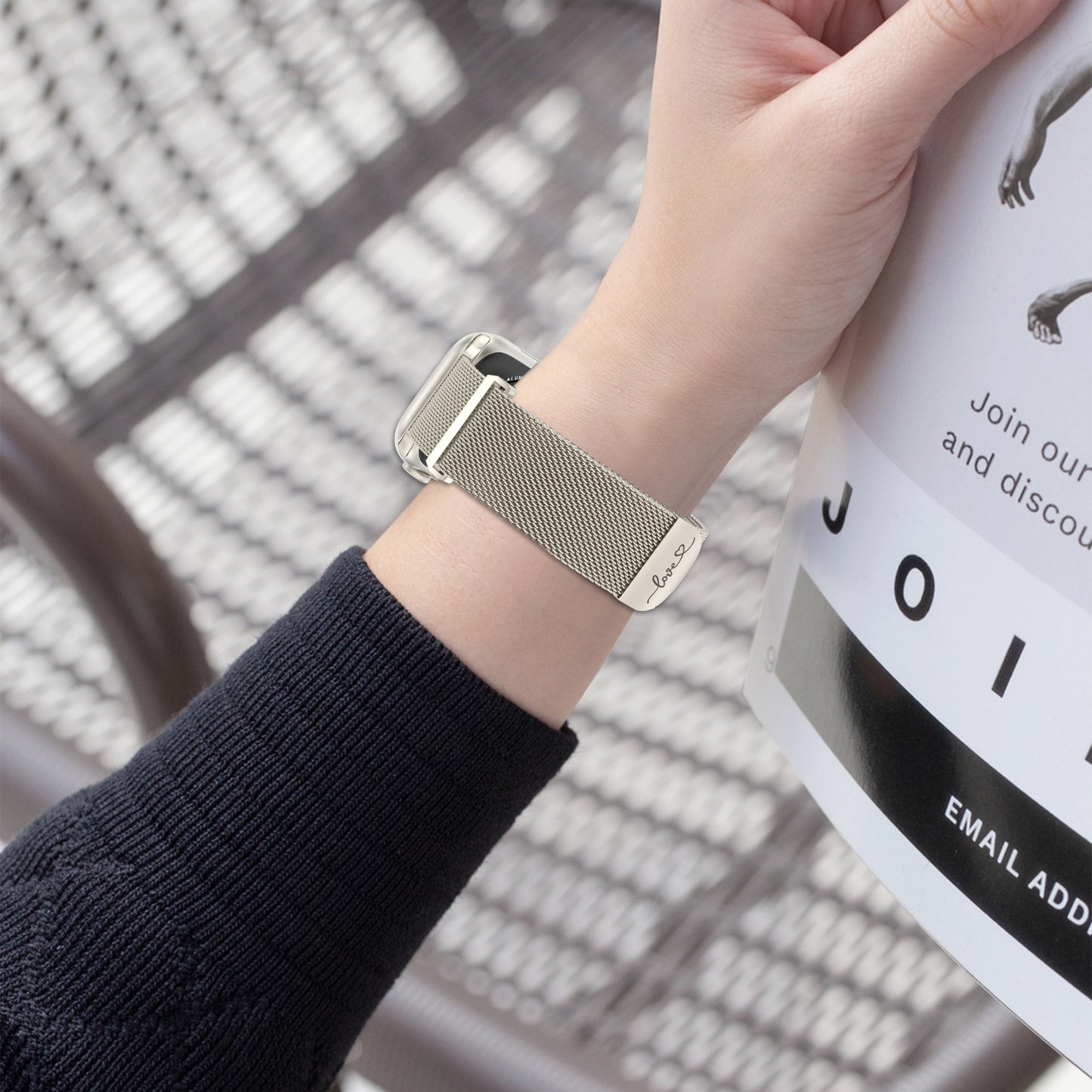 Milanese Stainless Steel Band Compatible with Apple Watch Band 38mm 40mm 41mm 42mm 44mm 45mm 49mm Magnetic Loved Mark Clasp Mesh Cute Watch Band for iWatch Ultra 2 Ultra Series 10 9 8 7 6 5 4 3 2 1 SE