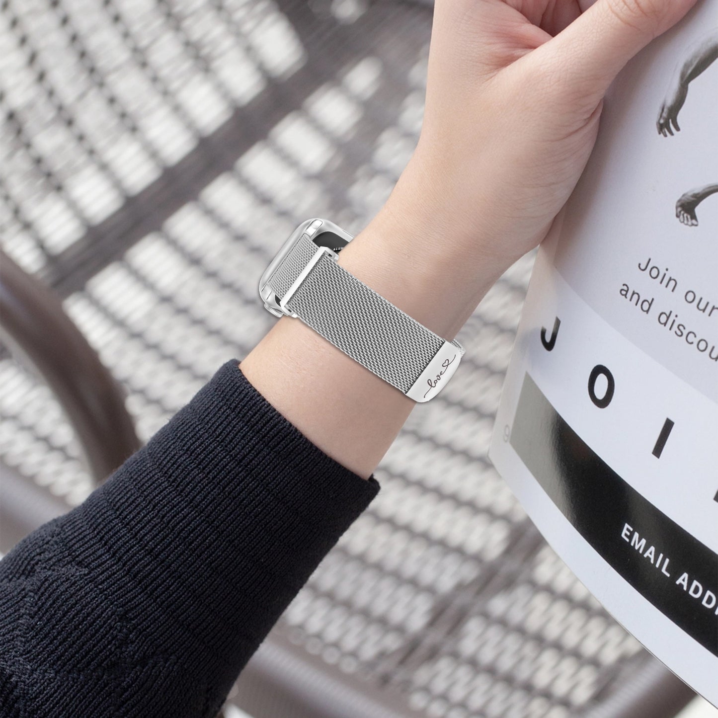 Milanese Stainless Steel Band Compatible with Apple Watch Band 38mm 40mm 41mm 42mm 44mm 45mm 49mm Magnetic Loved Mark Clasp Mesh Cute Watch Band for iWatch Ultra 2 Ultra Series 10 9 8 7 6 5 4 3 2 1 SE