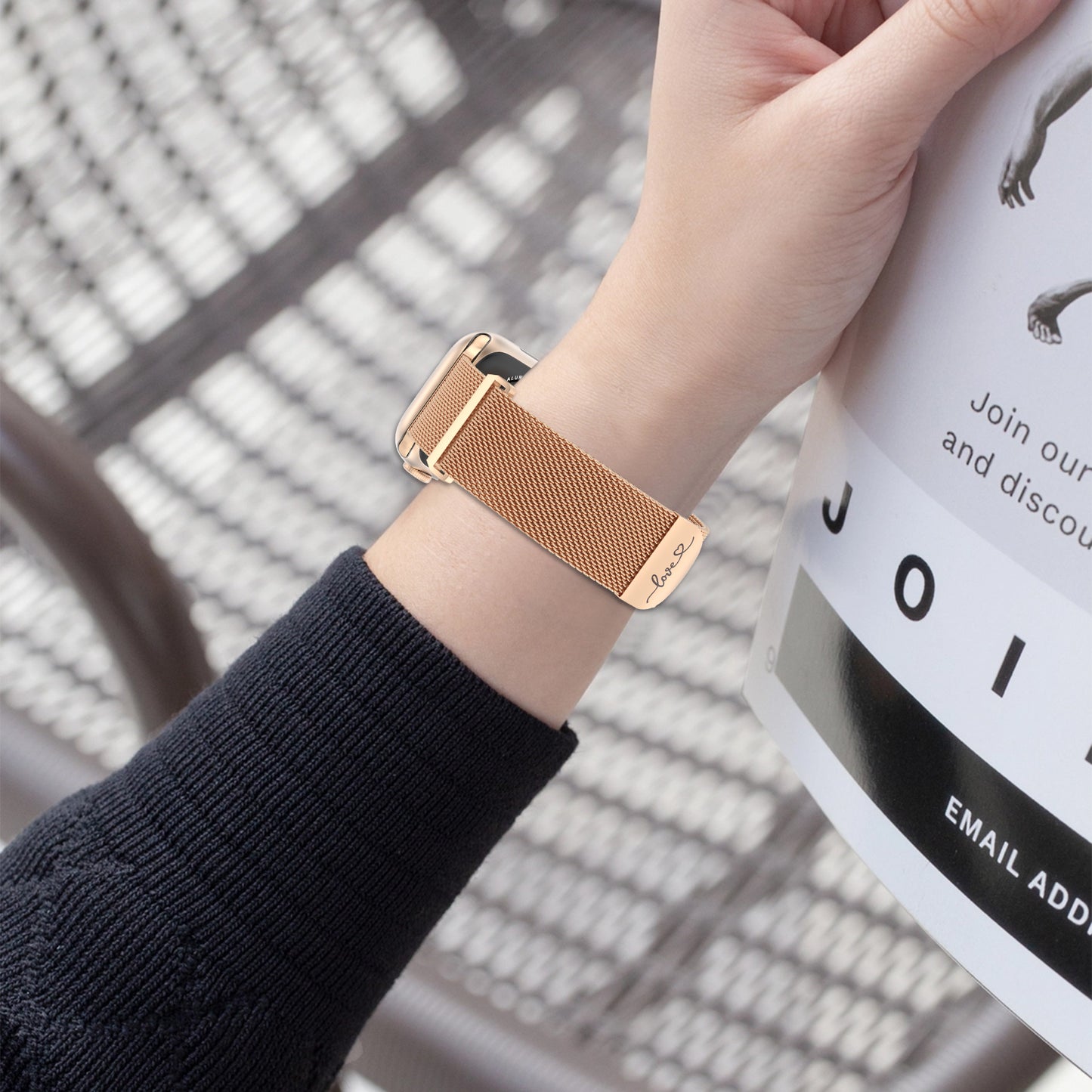 Milanese Stainless Steel Band Compatible with Apple Watch Band 38mm 40mm 41mm 42mm 44mm 45mm 49mm Magnetic Loved Mark Clasp Mesh Cute Watch Band for iWatch Ultra 2 Ultra Series 10 9 8 7 6 5 4 3 2 1 SE