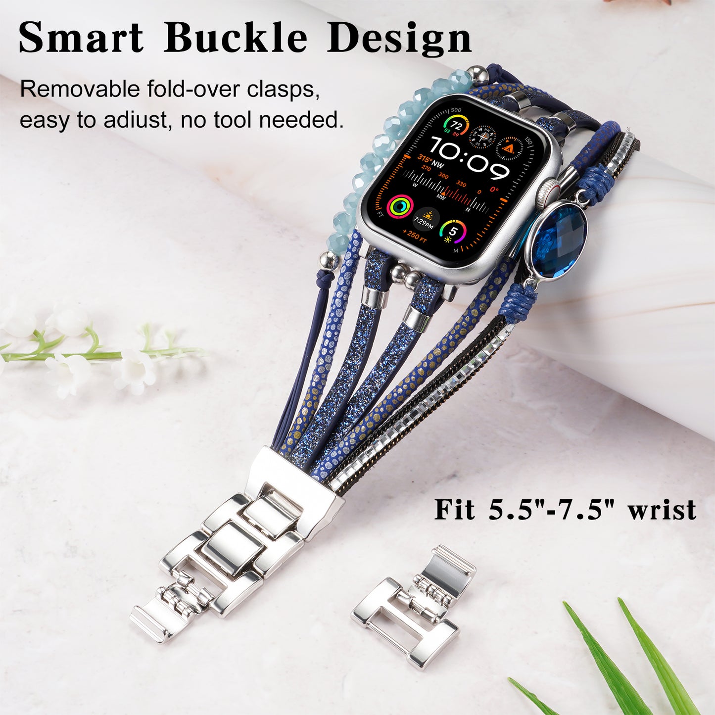 SKIMEMRY Boho Watch Band for Apple Watch Compatible with Apple Watch 38mm 40mm 41mm 42mm 44mm 45mm 46mm, Multilayer Wrap Strap Bracelet for iWatch Series 10 9 8 7 6 5 4 3 2 1 SE