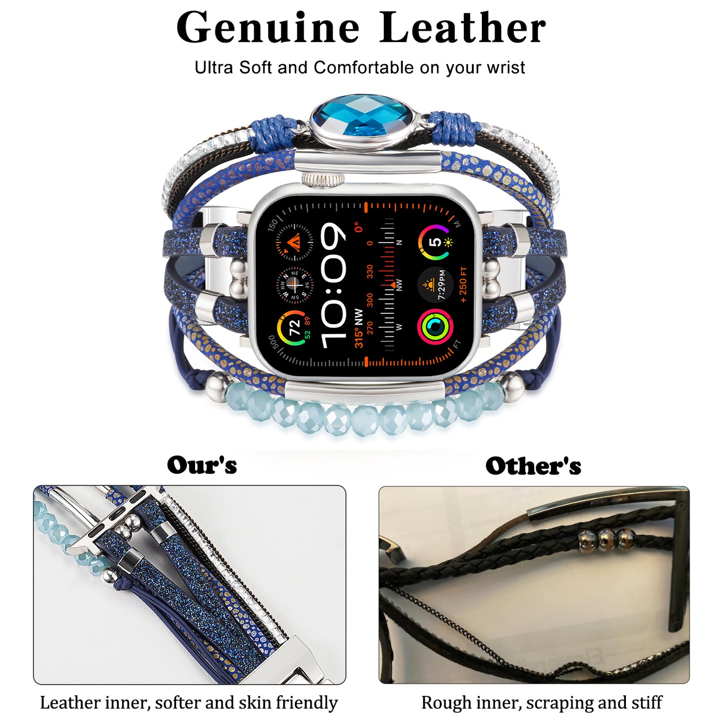 SKIMEMRY Boho Watch Band for Apple Watch Compatible with Apple Watch 38mm 40mm 41mm 42mm 44mm 45mm 46mm, Multilayer Wrap Strap Bracelet for iWatch Series 10 9 8 7 6 5 4 3 2 1 SE