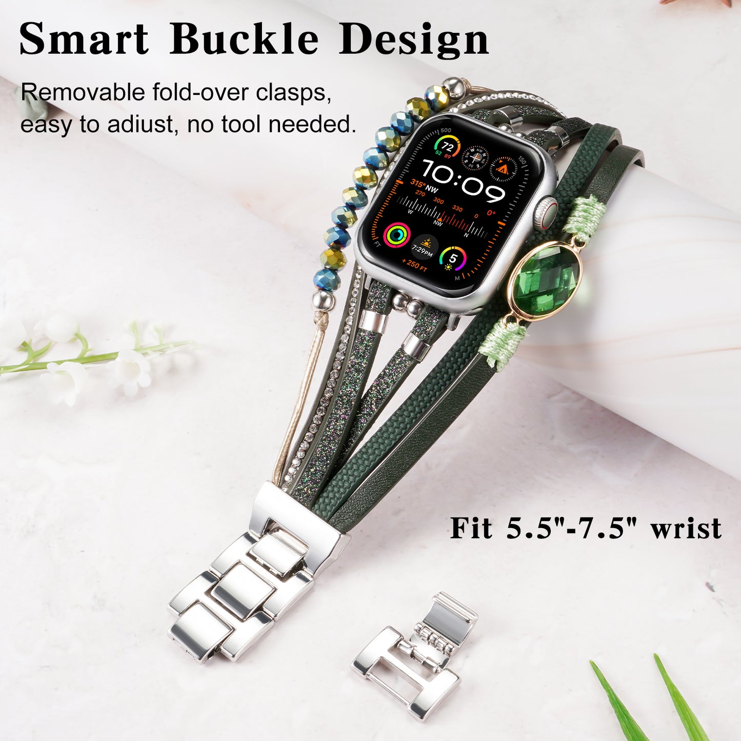 SKIMEMRY Boho Watch Band for Apple Watch Compatible with Apple Watch 38mm 40mm 41mm 42mm 44mm 45mm 46mm, Multilayer Wrap Strap Bracelet for iWatch Series 10 9 8 7 6 5 4 3 2 1 SE