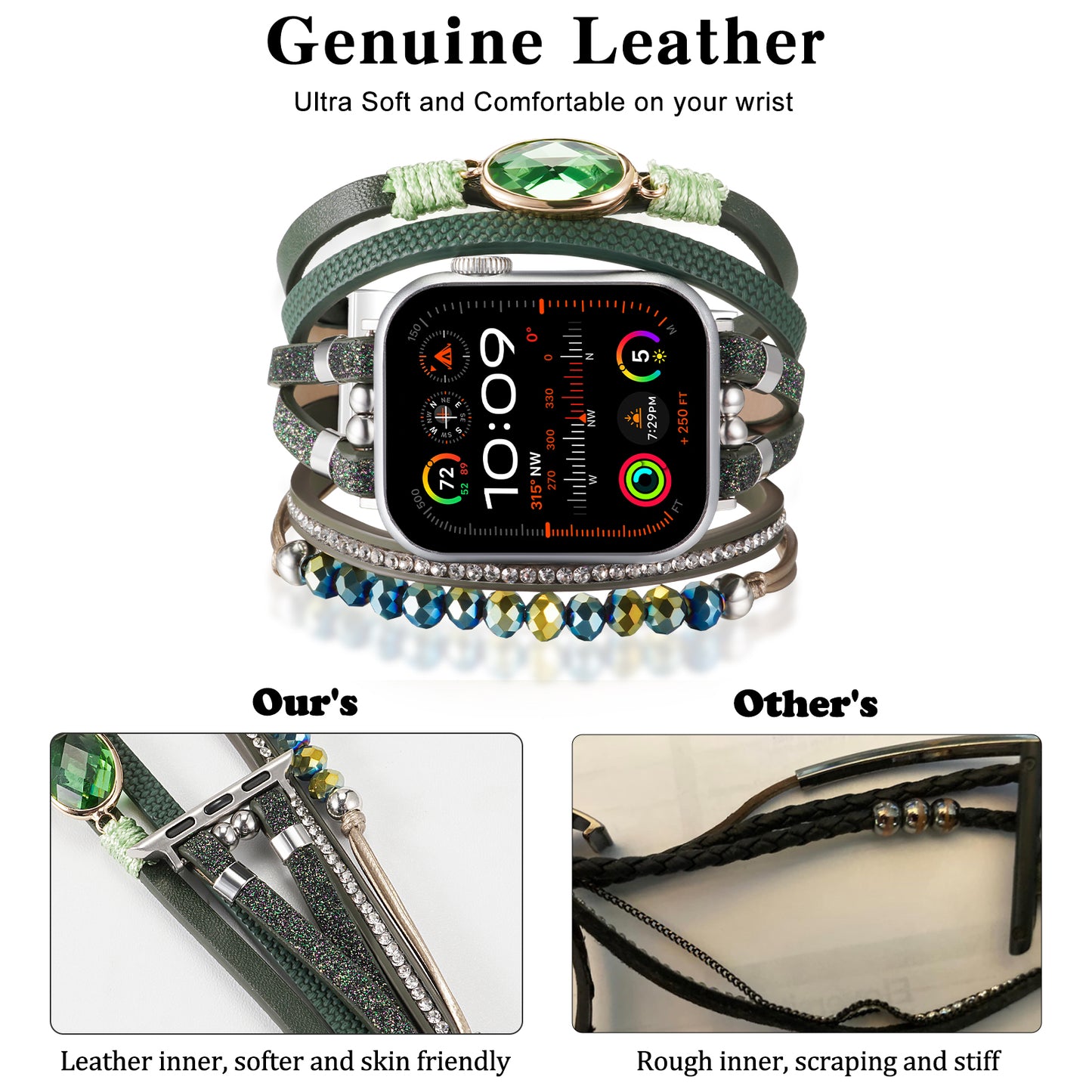SKIMEMRY Boho Watch Band for Apple Watch Compatible with Apple Watch 38mm 40mm 41mm 42mm 44mm 45mm 46mm, Multilayer Wrap Strap Bracelet for iWatch Series 10 9 8 7 6 5 4 3 2 1 SE