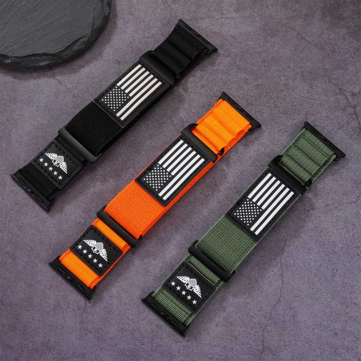 Flag Alpine Loop Nylon Watch Band Compatible with Apple Watch Ultra/Ultra 2 Series 10/9/8/7/6/5/4/3/2/1 SE Breathable Sport Flag iWatch Wristband for Apple Watch 49/46/45/44/42/41/40/38mm