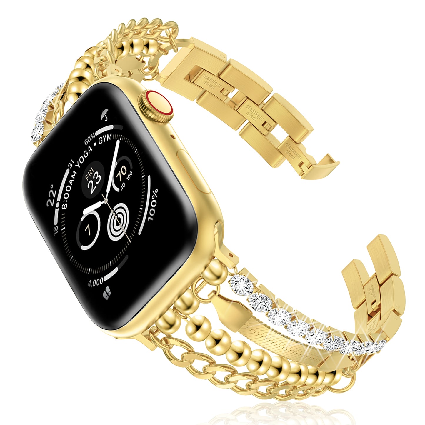 Skimemry Gold Chain Compatible for Apple Watch Band 41mm 40mm 38mm 42mm 44mm 45mm 46mm, Gold Apple Watch Bands for Women Slim Gold Chain Apple Watch Band Series 10 9 8 7 SE 6 5 4 3 Series 2 1
