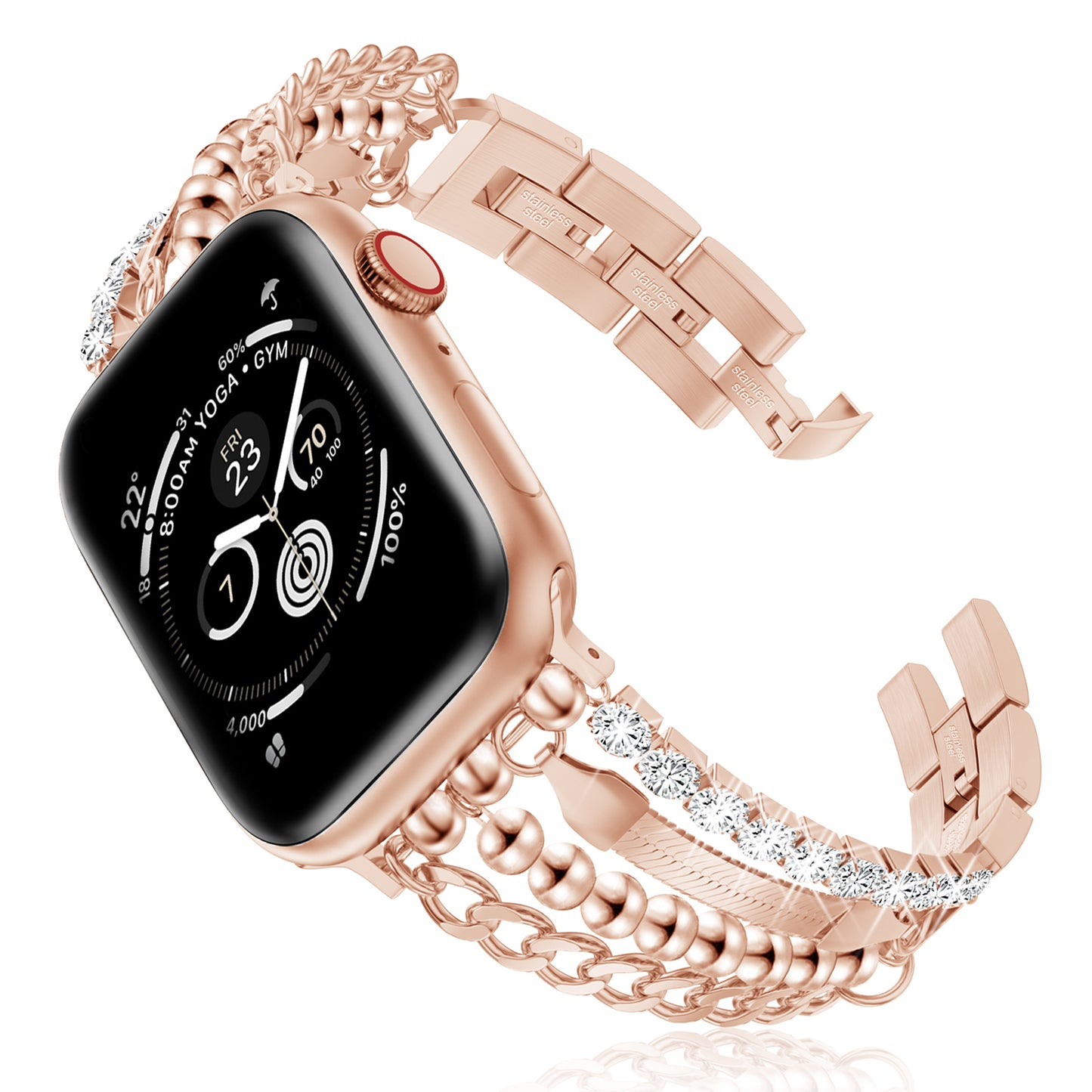 Skimemry Women’s Slim Gold Stainless Steel Chain Band Compatible with Apple Watch Series 1–10/SE (38/40-42/44-46mm)
