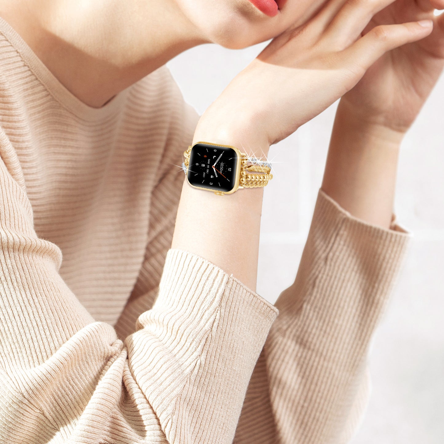 Skimemry Gold Chain Compatible for Apple Watch Band 41mm 40mm 38mm 42mm 44mm 45mm 46mm, Gold Apple Watch Bands for Women Slim Gold Chain Apple Watch Band Series 10 9 8 7 SE 6 5 4 3 Series 2 1