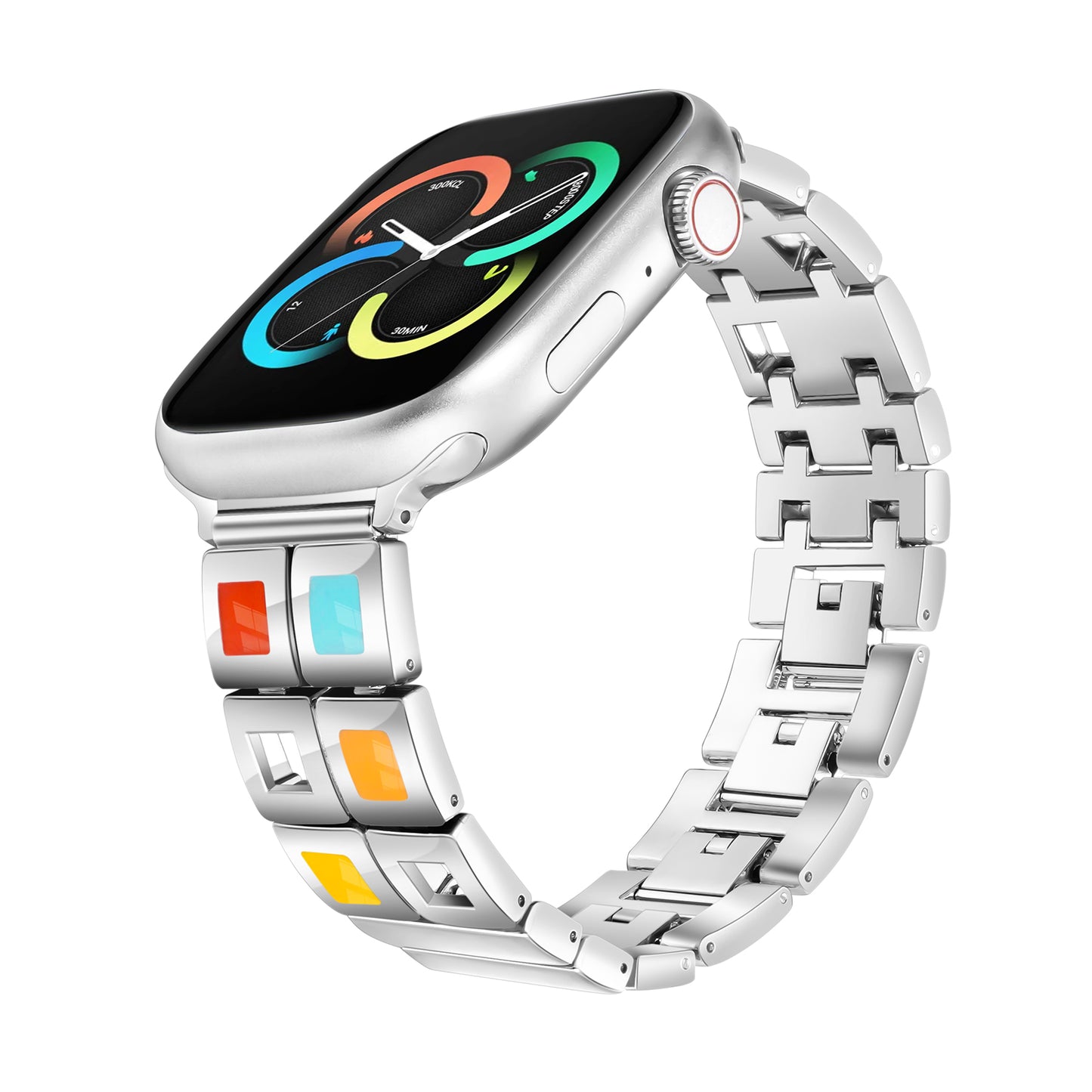 Skimemry Color Stone Watch Bands Compatible with Apple Watch 41mm 38mm 40mm 42mm 44mm 45mm 46mm, Stainless Steel Watch Band Bracelet for Iwatch Band for Series 10 9 8 7 6 5 4 3 2 1