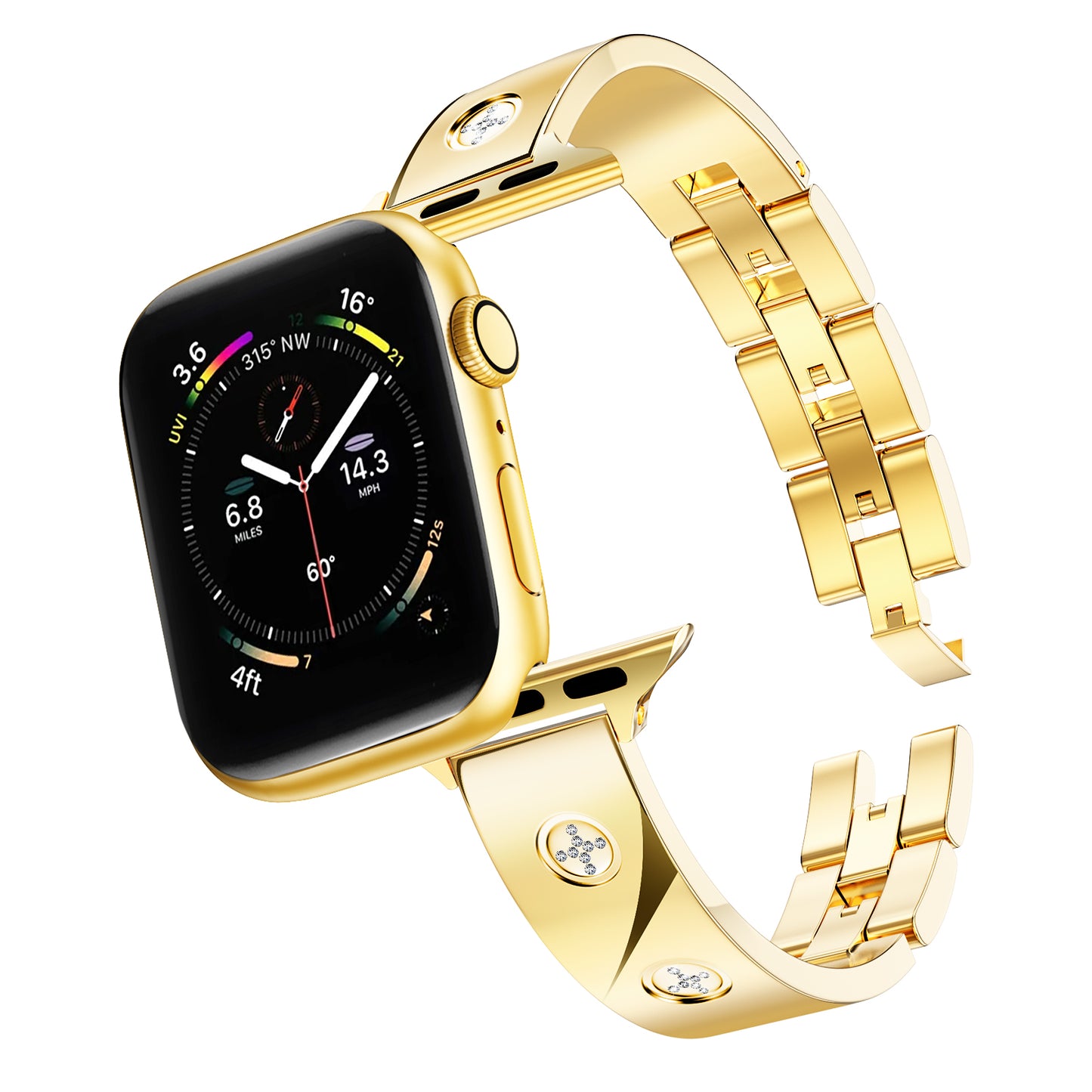 Skimemry Gold Watch Bands Compatible with Apple Watch 41mm 38mm 40mm 42mm 44mm 45mm 46mm, Stainless Steel Watch Band Bracelet for Iwatch Band for Series 10 9 8 7 6 5 4 3 2 1