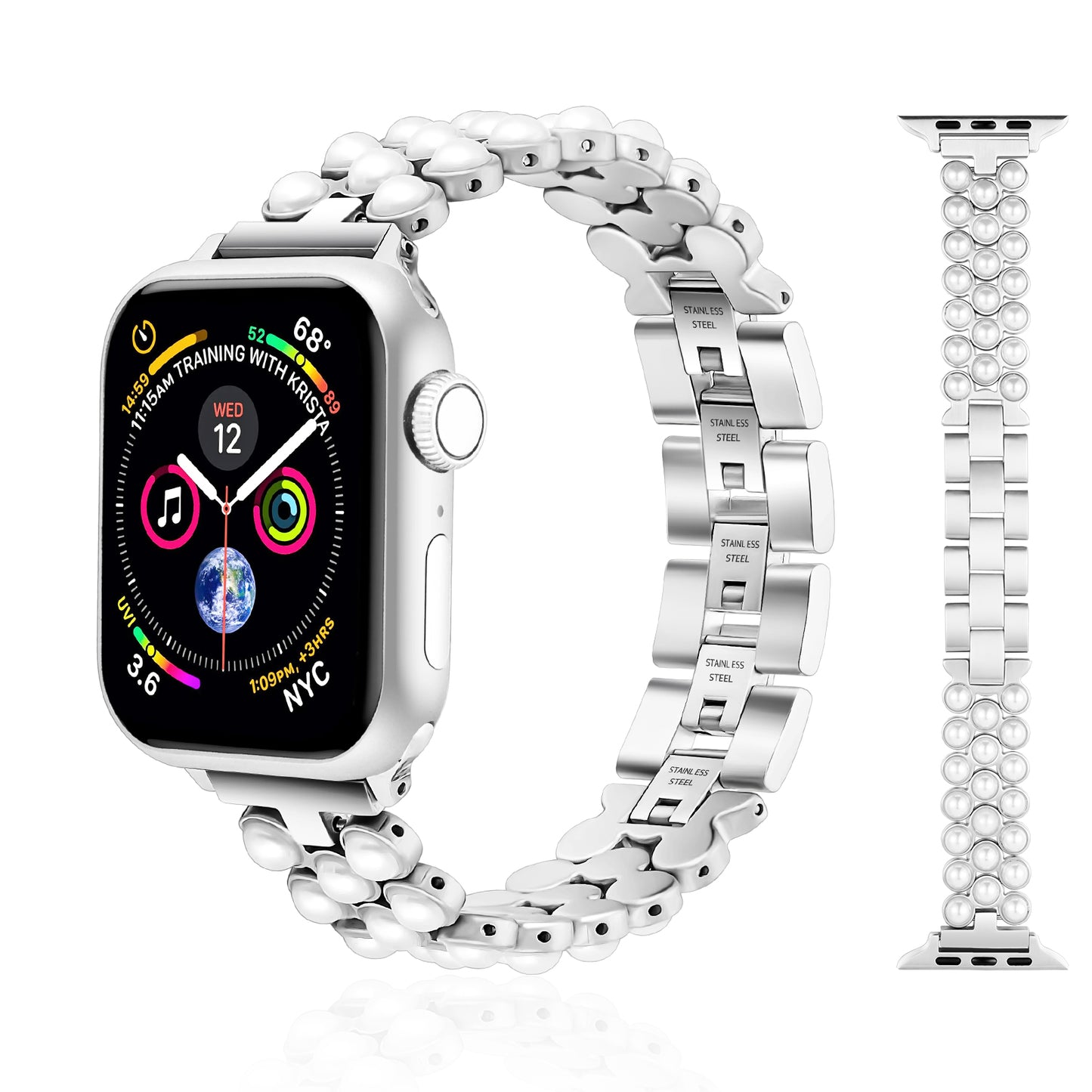 Pearl Watch Band Compatible with Apple Watch Series 1-10 (38/40-42/44-46/49mm)