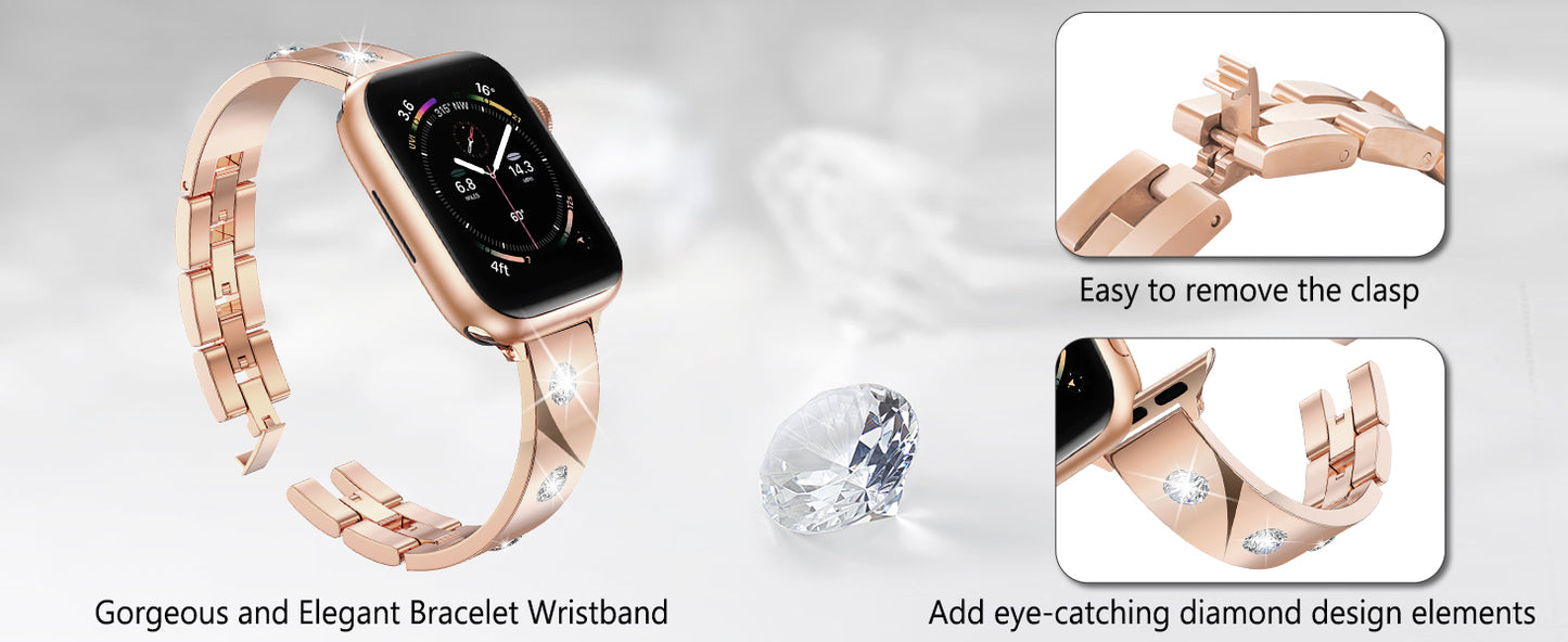 Fancy Dress Diamond Watch Band With Apple Watch  (38/40-42/44-46/49mm)