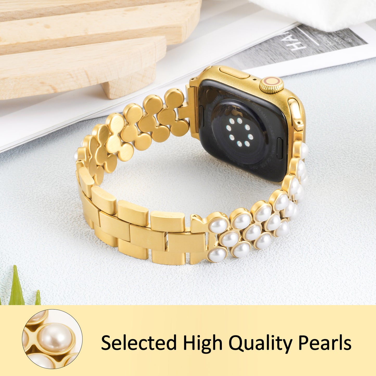 Pearl Watch Band Compatible with Apple Watch Series 1-10 (38/40-42/44-46/49mm)