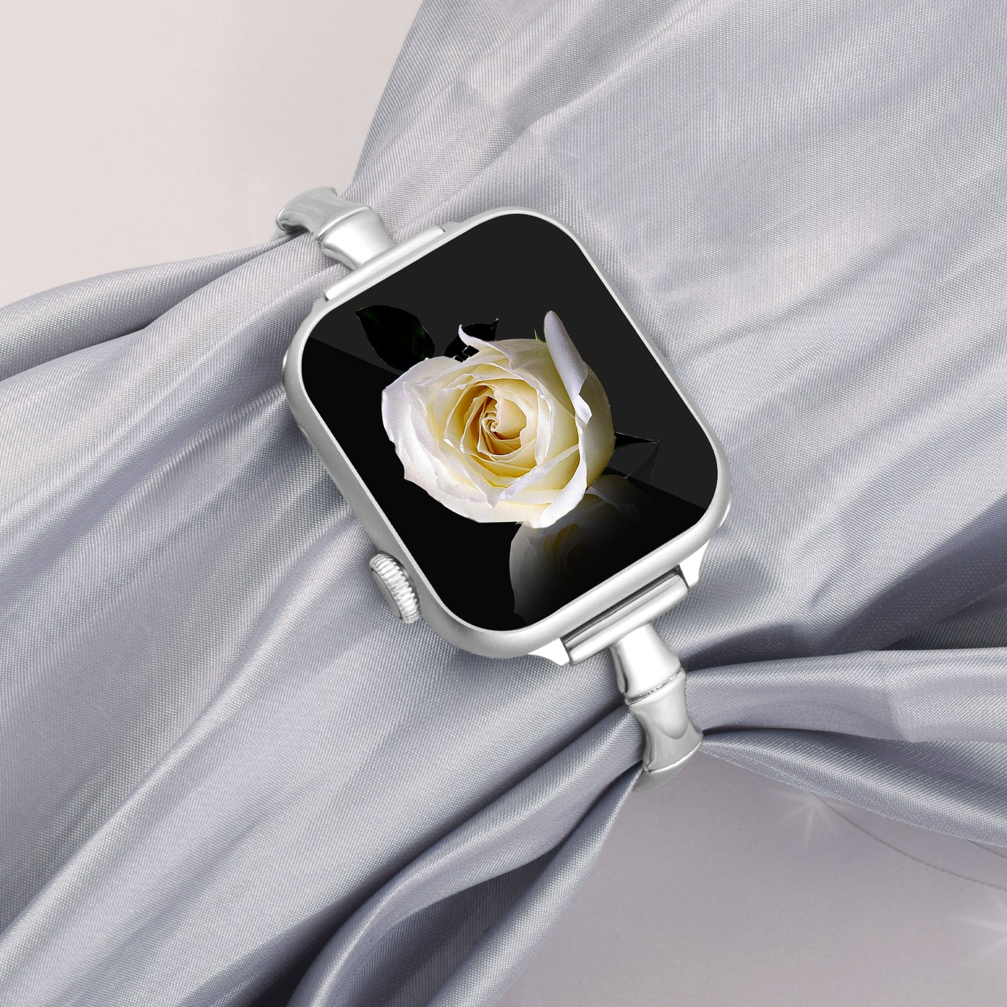 Bamboo Stainless Steel Watch Band Compatible with Apple Watch Band (38/40-42/44-46/49mm)