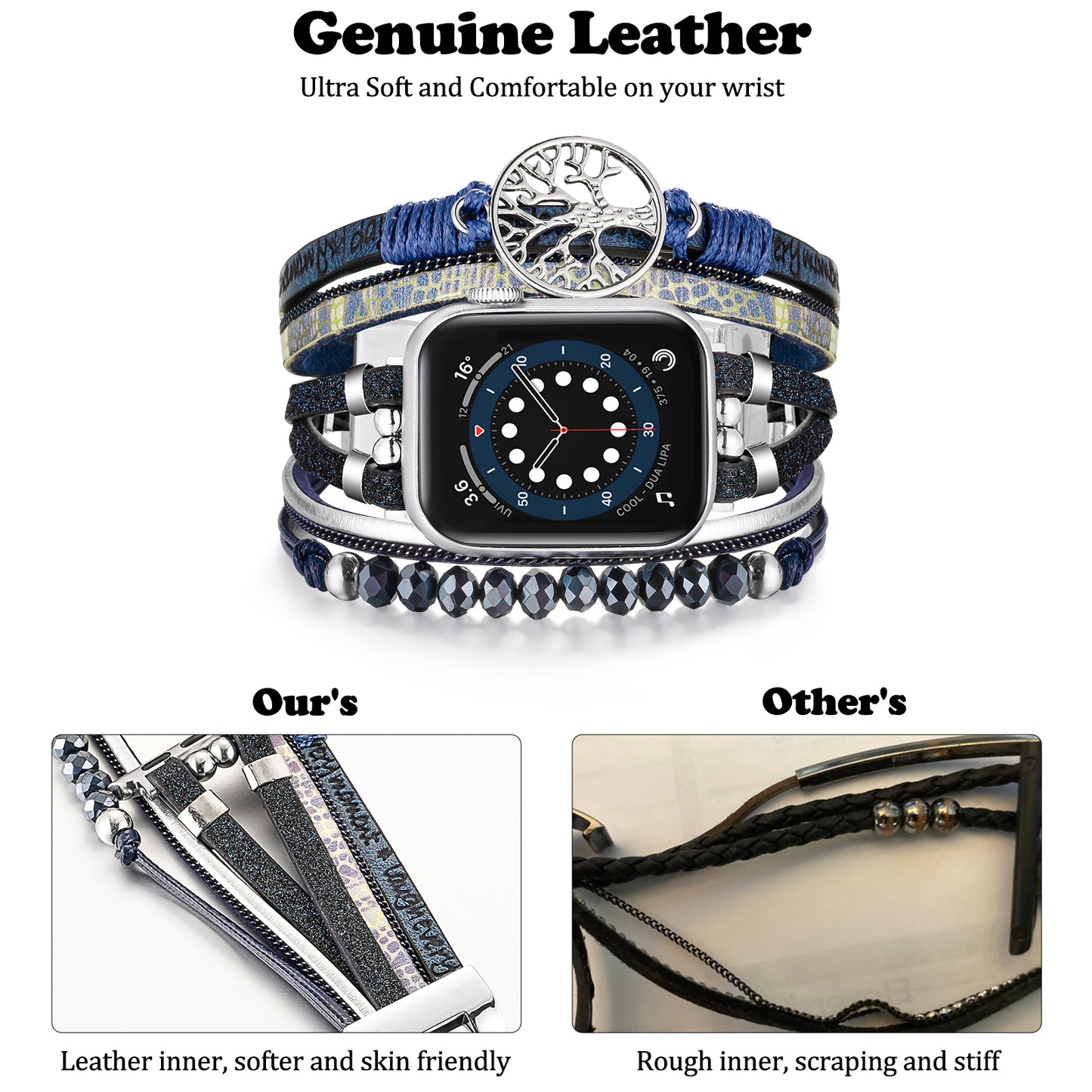 SKIMEMRY Boho Watch Band for Apple Watch Compatible with Apple Watch 38mm 40mm 41mm 42mm 44mm 45mm 46mm, Multilayer Wrap Strap Bracelet for iWatch Series 10 9 8 7 6 5 4 3 2 1 SE