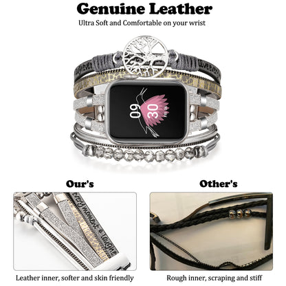 Skimemry Boho Multilayer Wrap Strap Apple Watch Bands for iWatch Series 1-10/SE (38/40-42/44-46/49mm)