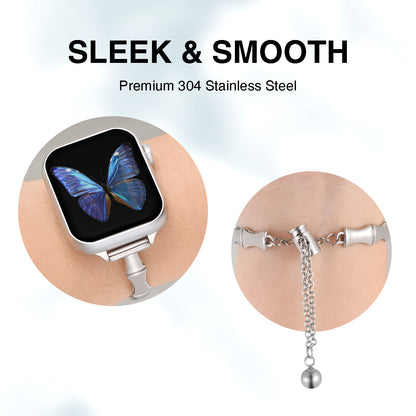 Bamboo Stainless Steel Watch Band Compatible with Apple Watch Band (38/40-42/44-46/49mm)