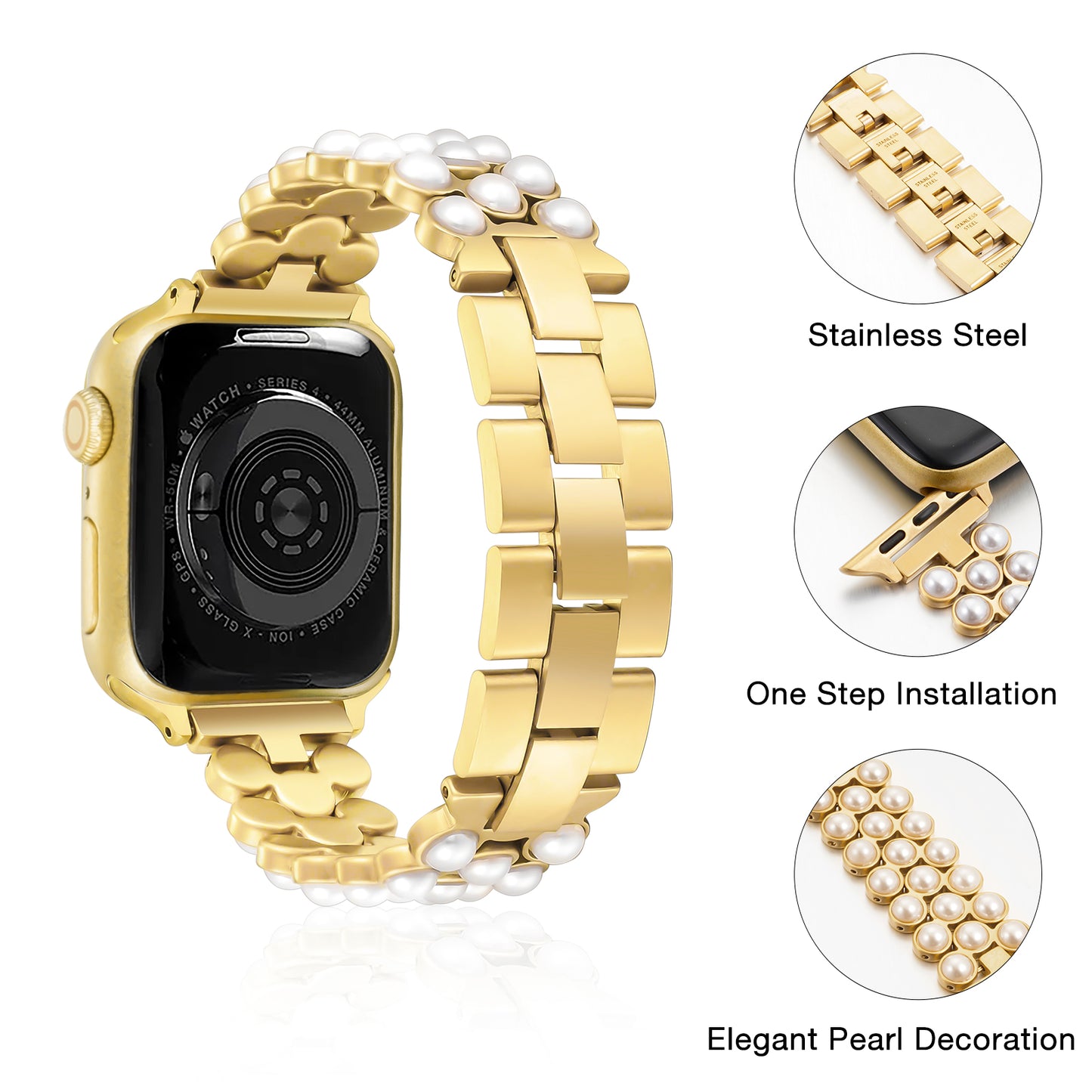 Pearl Watch Band Compatible with Apple Watch Series 1-10 (38/40-42/44-46/49mm)
