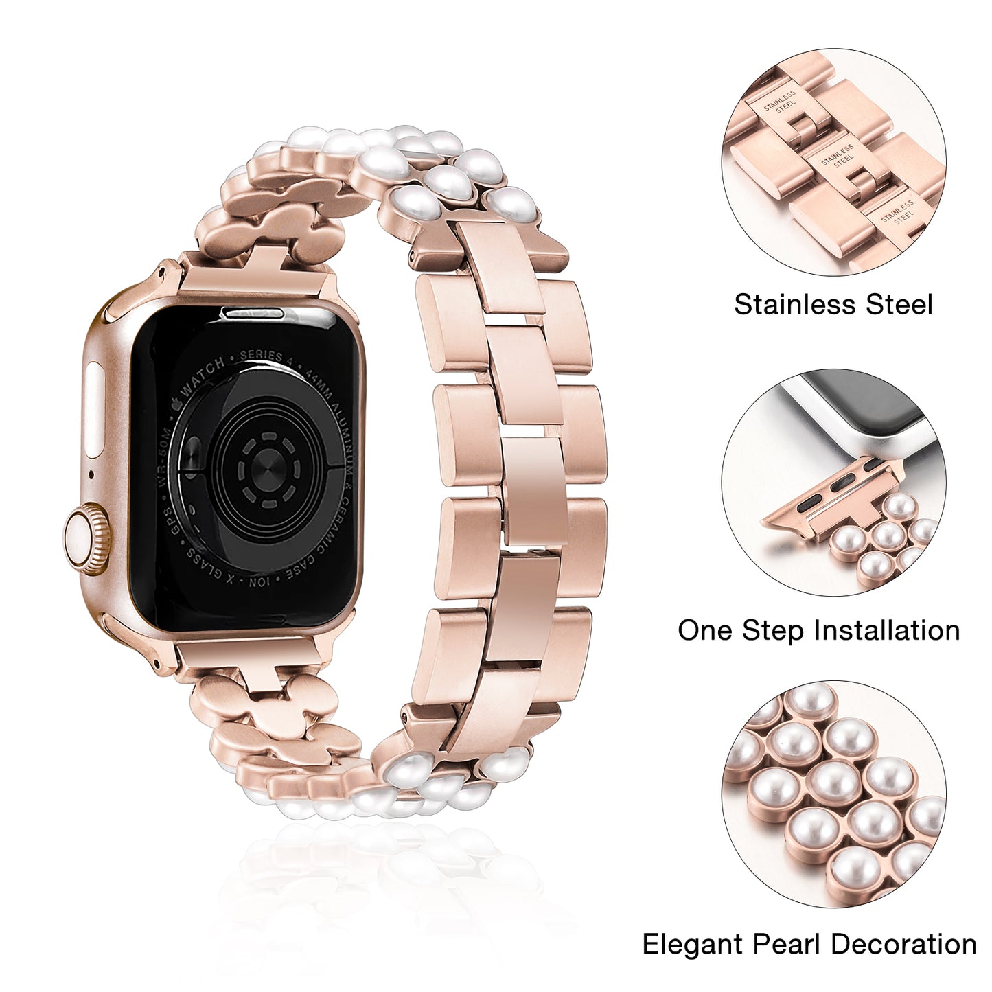Pearl Watch Band Compatible with Apple Watch Series 1-10 (38/40-42/44-46/49mm)
