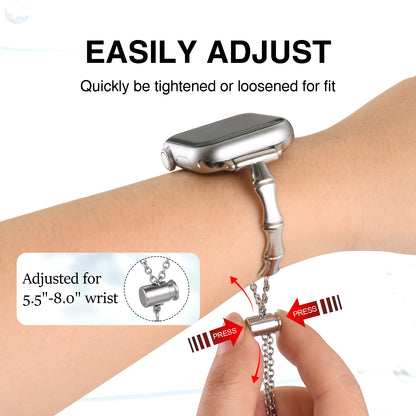 Bamboo Stainless Steel Watch Band Compatible with Apple Watch Band (38/40-42/44-46/49mm)
