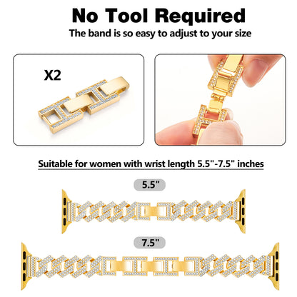 Cowboy Chain Dressy Watch Band Compatible with Apple Watch Series 1-10 SE SE2 (38/40-42/44-46/49mm)