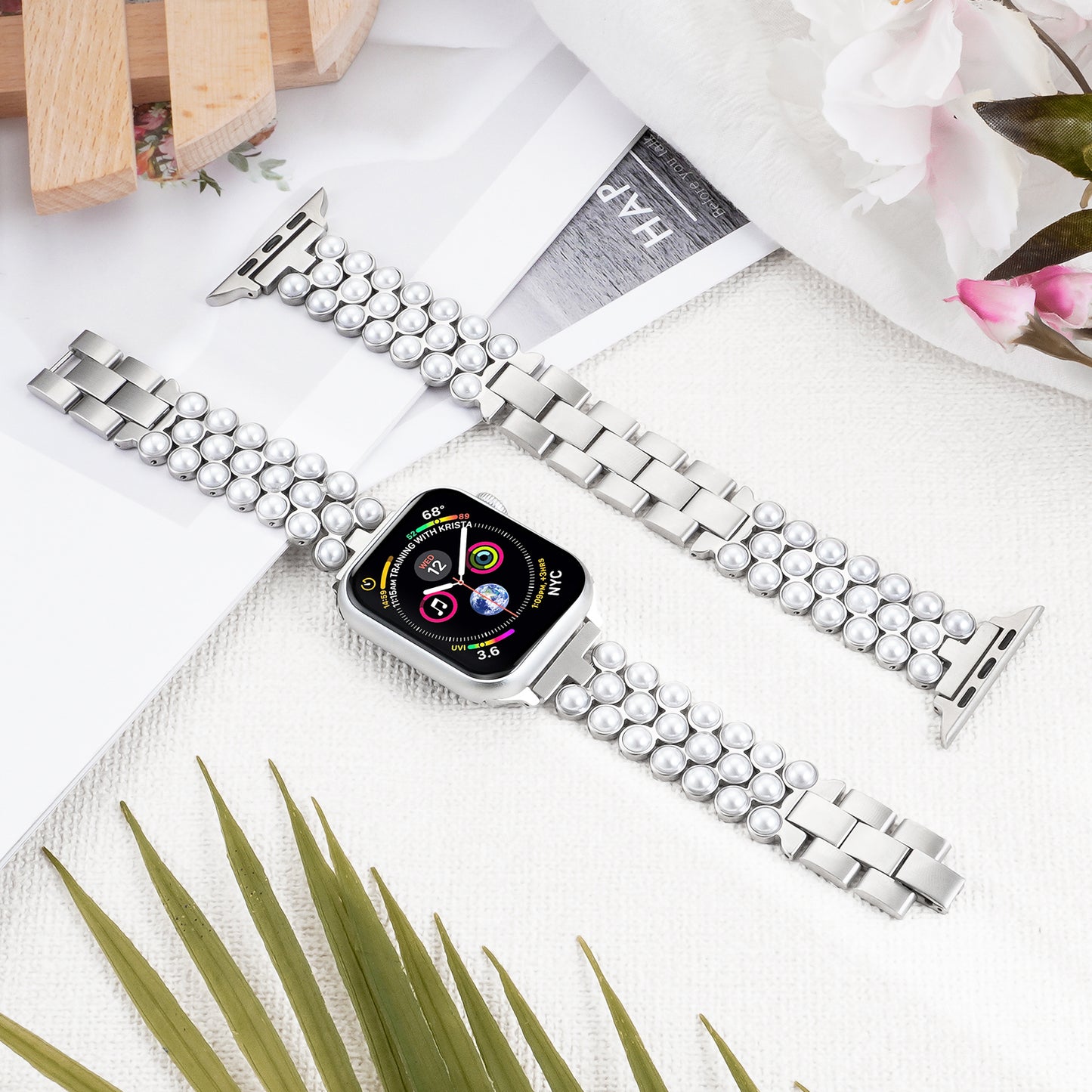 Pearl Watch Band Compatible with Apple Watch Series 1-10 (38/40-42/44-46/49mm)
