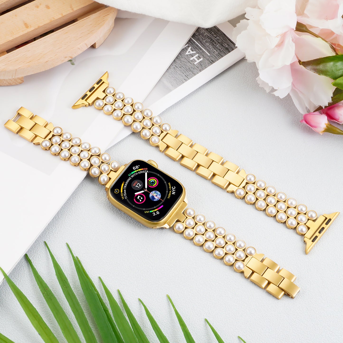 Pearl Watch Band Compatible with Apple Watch Series 1-10 (38/40-42/44-46/49mm)