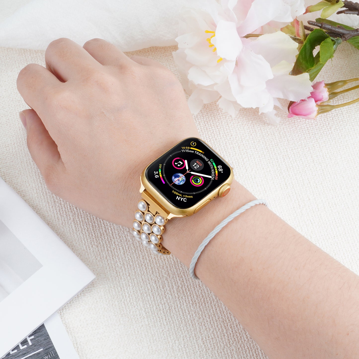 Pearl Watch Band Compatible with Apple Watch Series 1-10 (38/40-42/44-46/49mm)