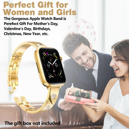 Skimemry Gold Stainless Steel Watch Bands Bracelet for iWatch Iwatch for Series 1-10 (38/40-42/44-46/49mm)