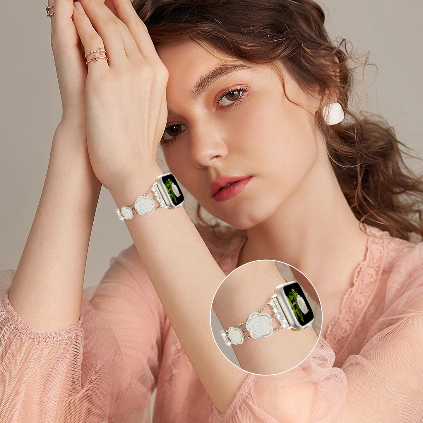 Flower Watch Band Compatible with Apple Watch Series 1-10 (38/40-42/44-46/49mm)