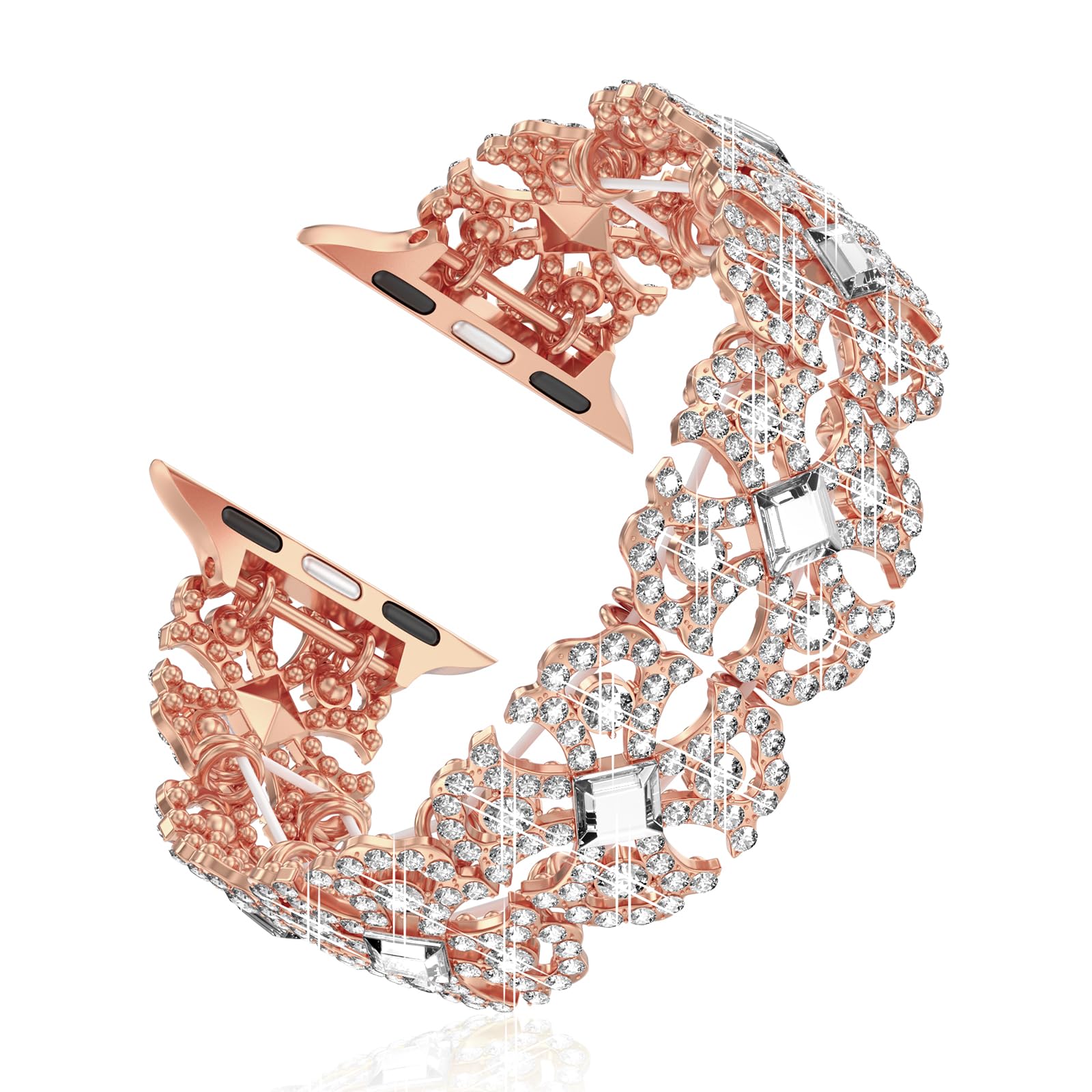 Bling Watch Band Compatible with Apple Watch 38mm 40mm 41mm 42mm 44mm 45mm 46mm for iWatch SE Series 10 9 8 7 6 5 4 3 2 1 Ultra, Rhinestone Apple Watch Band Diamond Dressy Bracelet Women