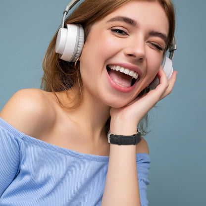 Genuine Leather Band Compatible with Apple Watch Women 38mm/40mm/41mm/42mm/44mm/45mm/46mm, Leather Apple Watch Band Women 8-Shaped Metal Crown for iWatch Series 10 9 8 SE 7 6 5 4 3 2 1 Se/Se 2