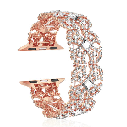 Bling Watch Band Compatible with Apple Watch 38mm 40mm 41mm 42mm 44mm 45mm 46mm for iWatch SE Series 10 9 8 7 6 5 4 3 2 1 Ultra, Rhinestone Apple Watch Band Diamond Dressy Bracelet Women